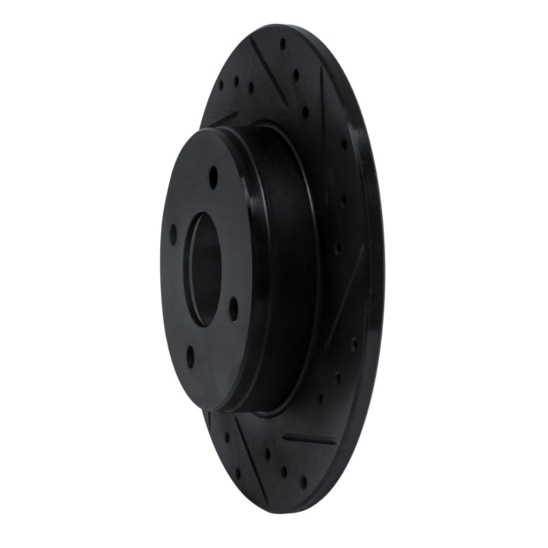 Picture of R1 84-85 Nissan 300ZX Rear Right Drilled & Slotted Black Brake Rotor