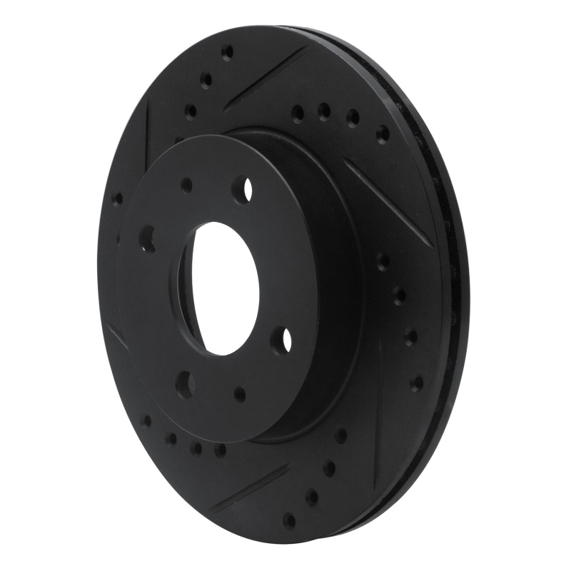 Picture of R1 86-17 Nissan NX Front Left Drilled & Slotted Black Brake Rotor