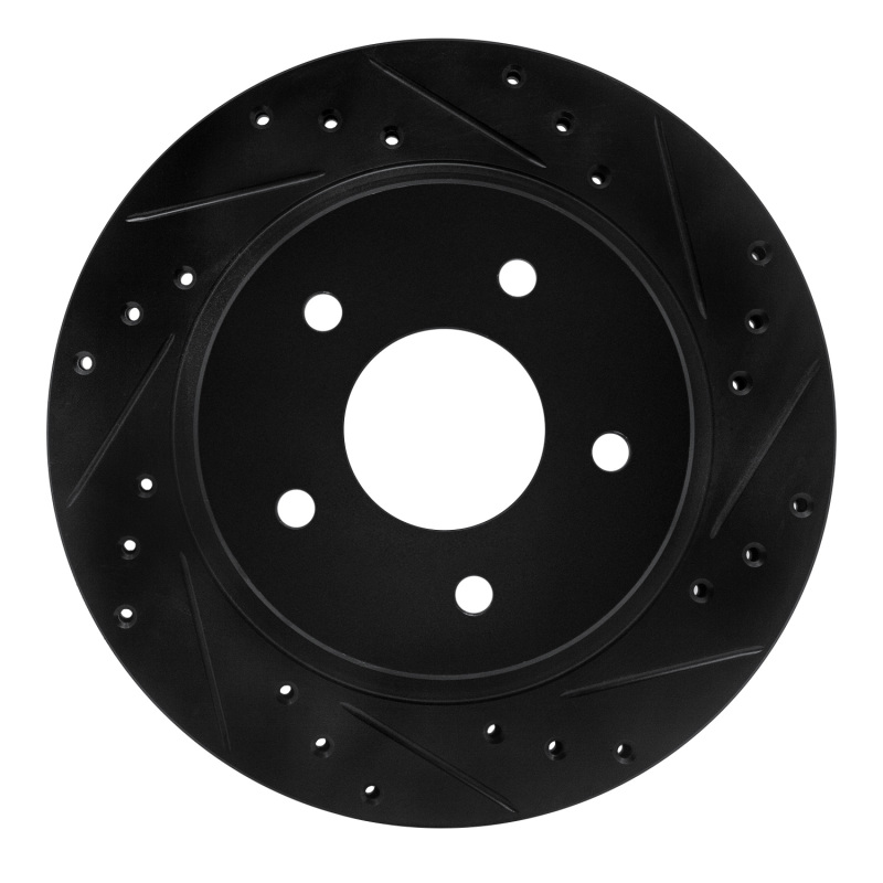 Picture of R1 87-89 Nissan 300ZX Turbo Rear Right Drilled & Slotted Black Brake Rotor