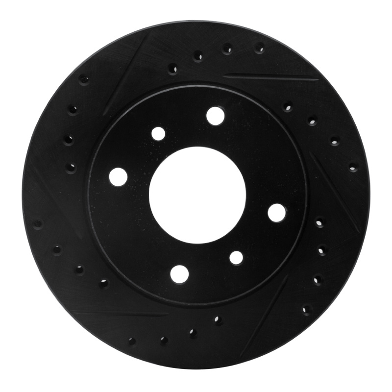 Picture of R1 89-96 Nissan 240SX Front Left Drilled & Slotted Black Brake Rotor