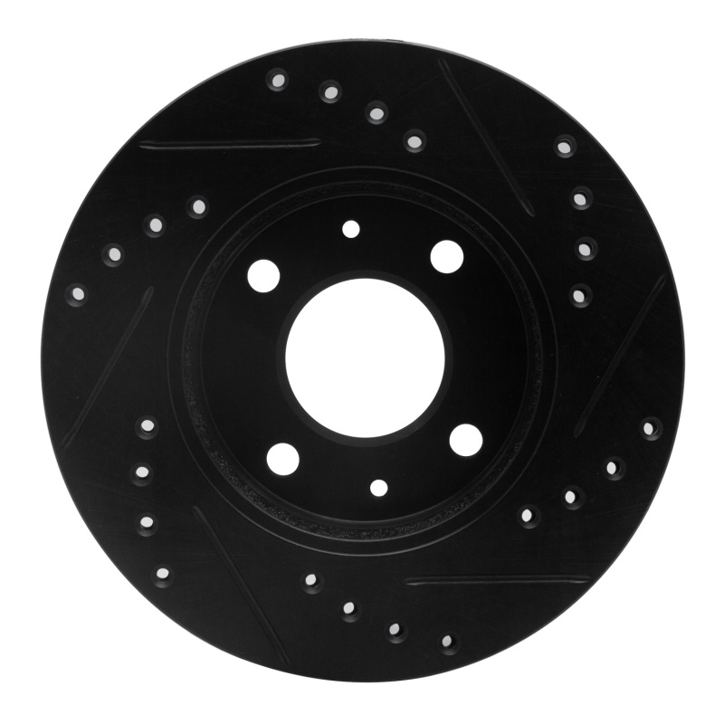 Picture of R1 86-17 Nissan NX Front Left Drilled & Slotted Black Brake Rotor