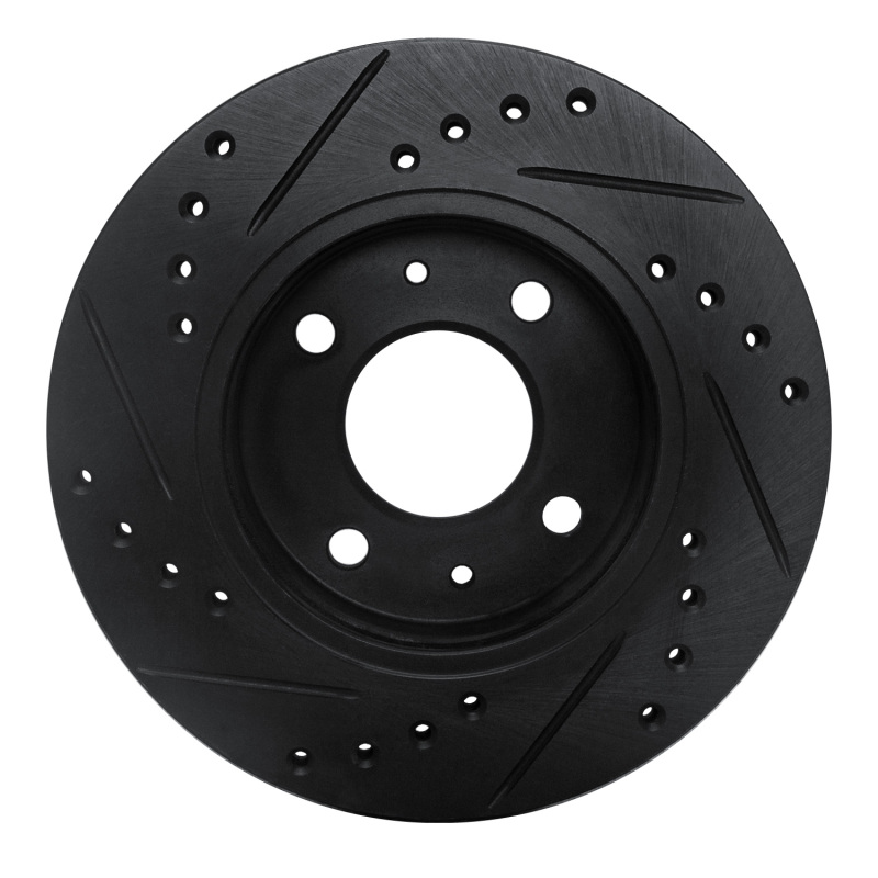 Picture of R1 86-17 Nissan Pulsar NX Front Right Drilled & Slotted Black Brake Rotor