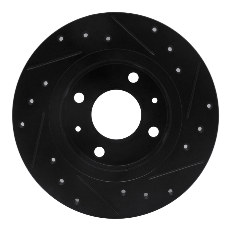 Picture of R1 86-06 Nissan Pulsar NX Front Left Drilled & Slotted Black Brake Rotor
