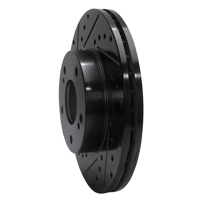 Picture of R1 87-89 Nissan 300ZX Turbo Front Left Drilled & Slotted Black Brake Rotor