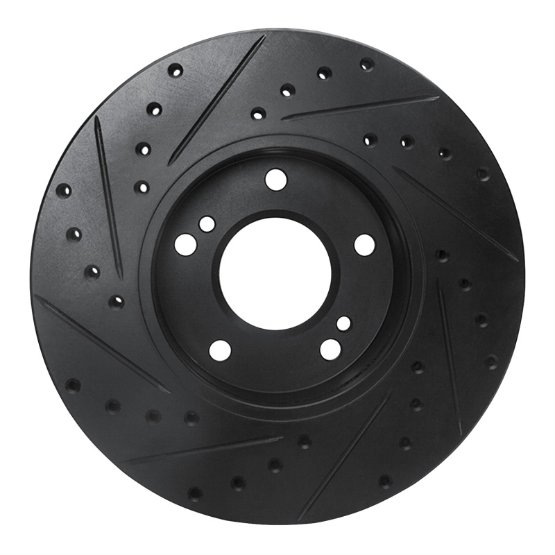 Picture of R1 87-89 Nissan 300ZX Turbo Front Right Drilled & Slotted Black Brake Rotor