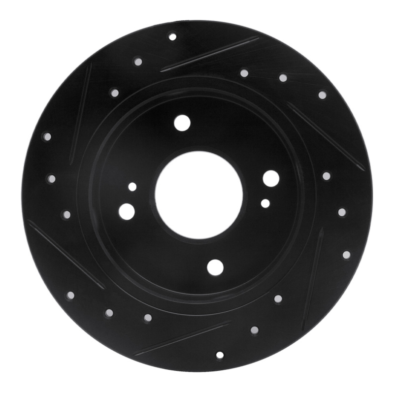 Picture of R1 89-98 Nissan 240SX Rear Right Drilled & Slotted Black Brake Rotor