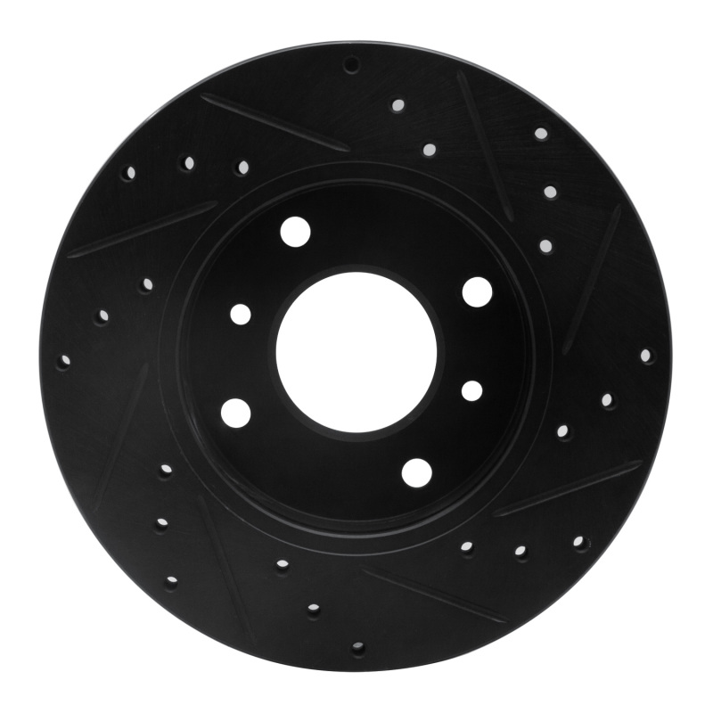 Picture of R1 89-13 Infiniti G20 Front Left Drilled & Slotted Black Brake Rotor