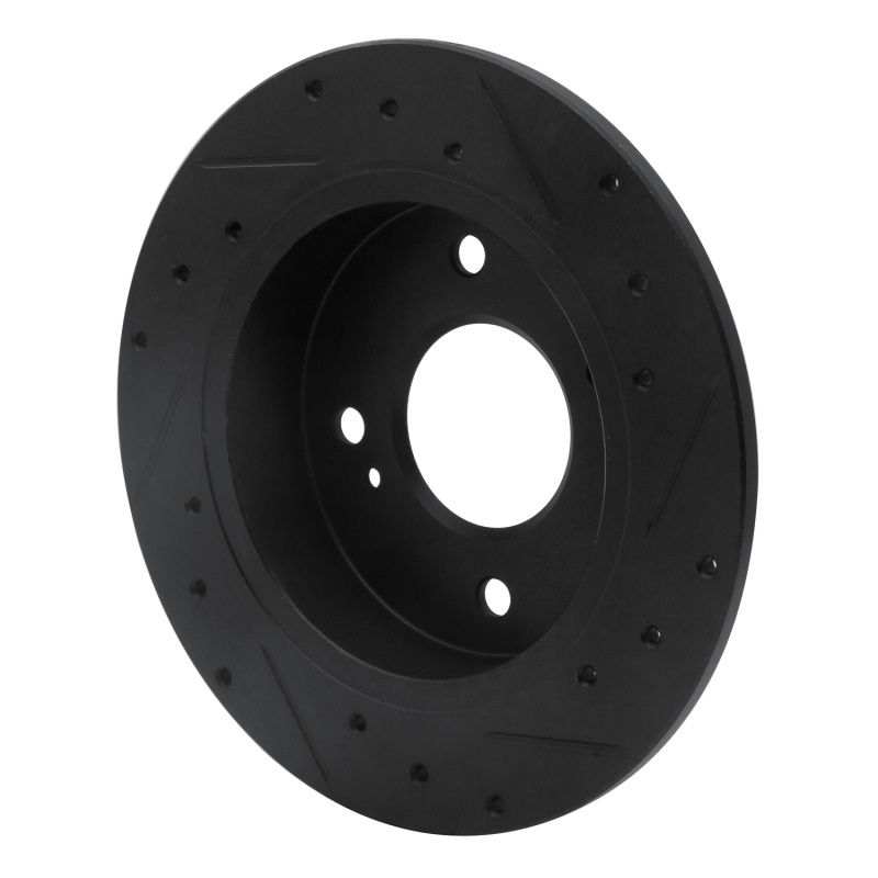Picture of R1 89-98 Nissan 240SX Rear Left Drilled & Slotted Black Brake Rotor