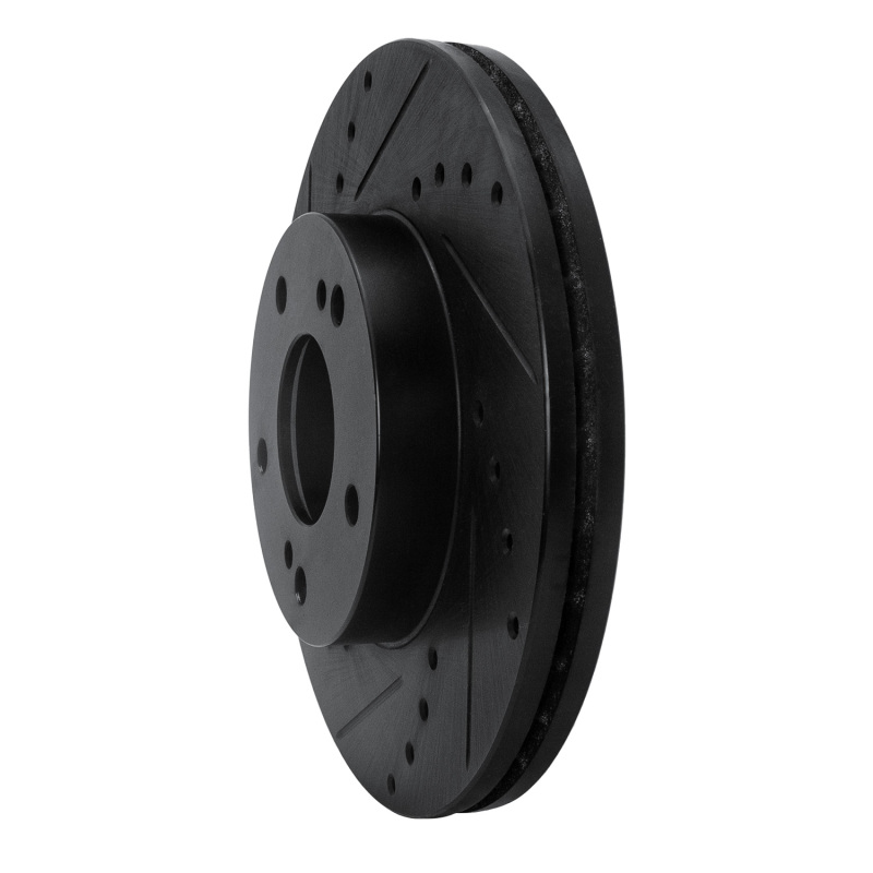 Picture of R1 89-90 Nissan 300ZX Front Left Drilled & Slotted Black Brake Rotor
