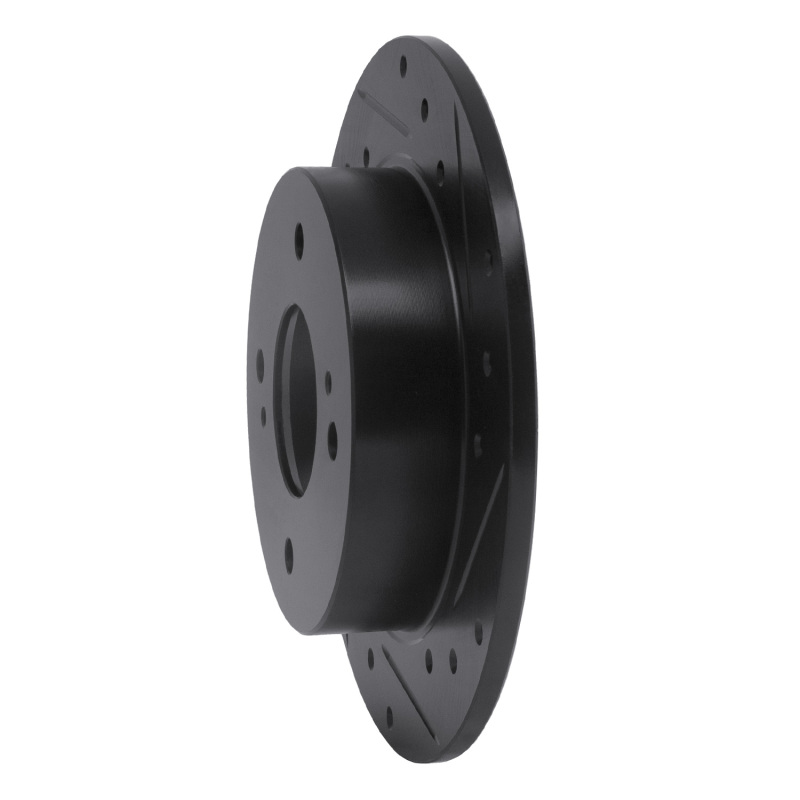 Picture of R1 89-98 Nissan 240SX Rear Right Drilled & Slotted Black Brake Rotor