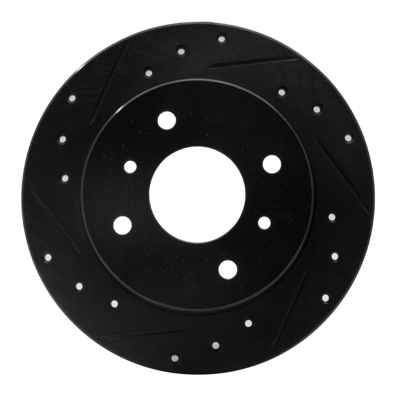 Picture of R1 90-06 Infiniti G20 Rear Left Drilled & Slotted Black Brake Rotor