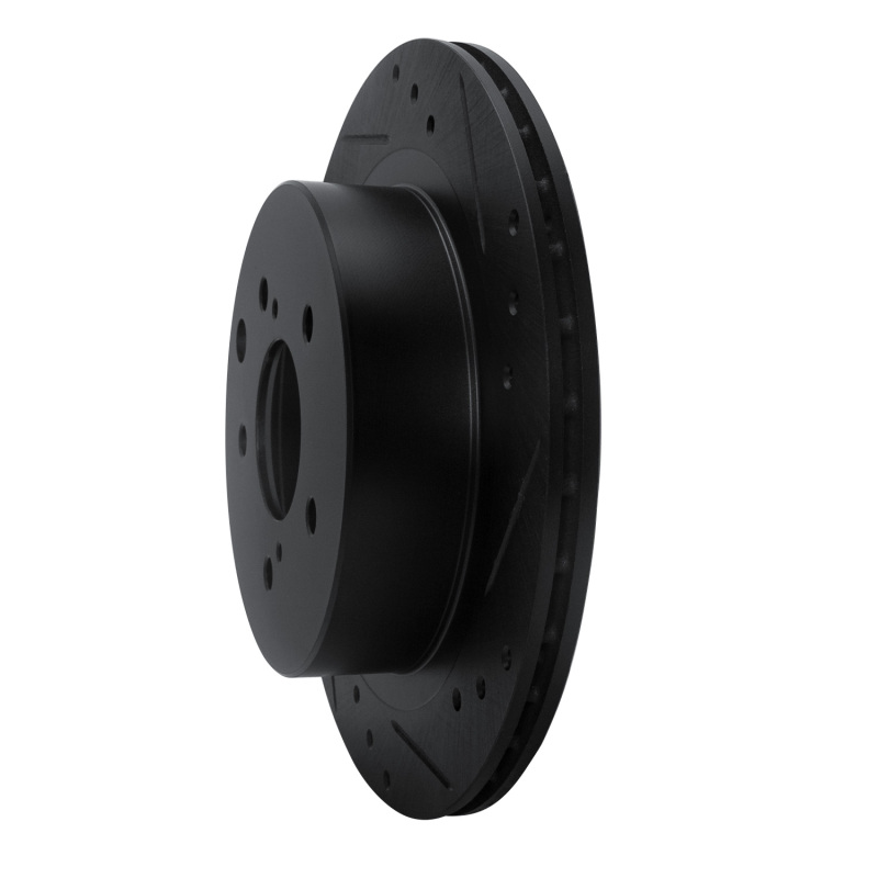Picture of R1 89-96 Nissan 300ZX Rear Right Drilled & Slotted Black Brake Rotor