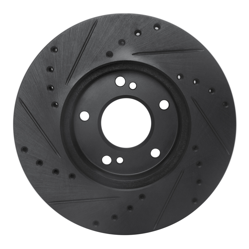 Picture of R1 89-90 Nissan 300ZX Front Right Drilled & Slotted Black Brake Rotor
