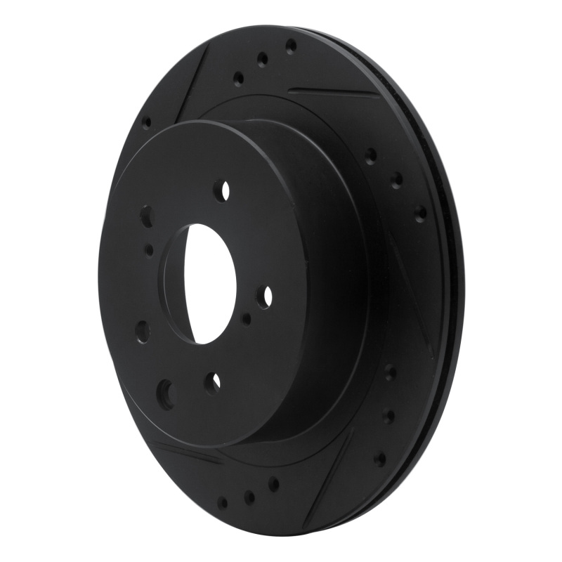 Picture of R1 89-96 Nissan 300ZX Rear Left Drilled & Slotted Black Brake Rotor