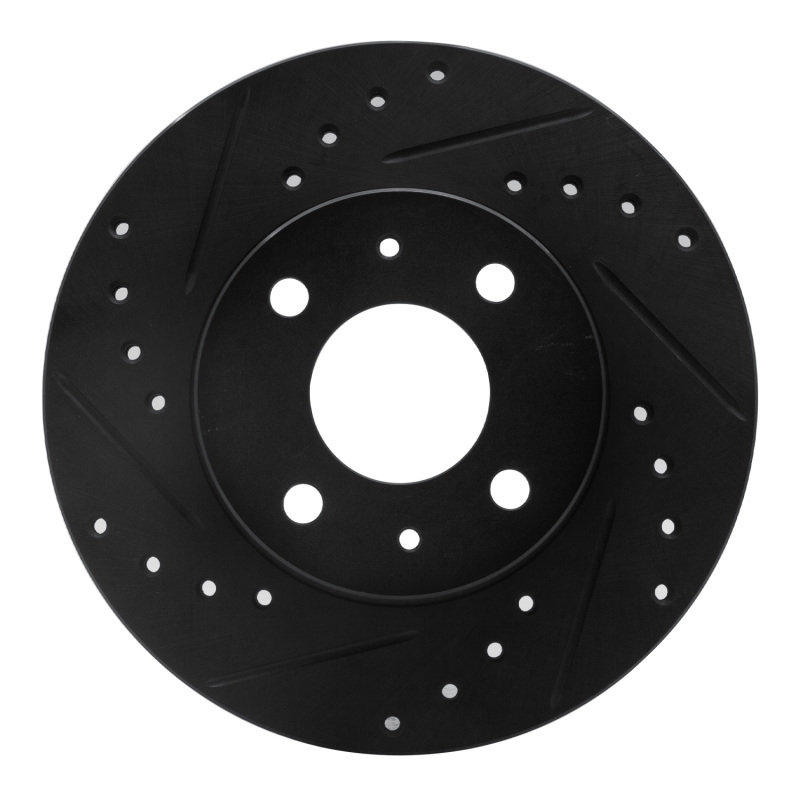 Picture of R1 88-06 Nissan NX Front Left Drilled & Slotted Black Brake Rotor