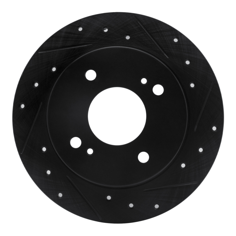 Picture of R1 90-06 Infiniti G20 Rear Right Drilled & Slotted Black Brake Rotor
