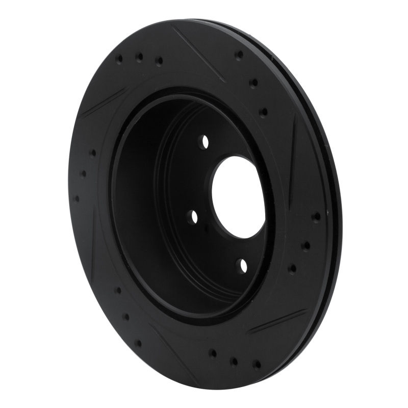 Picture of R1 89-96 Nissan 300ZX Rear Left Drilled & Slotted Black Brake Rotor