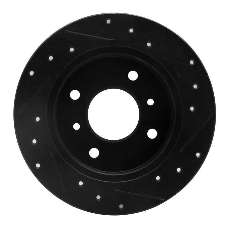Picture of R1 90-06 Infiniti G20 Rear Left Drilled & Slotted Black Brake Rotor