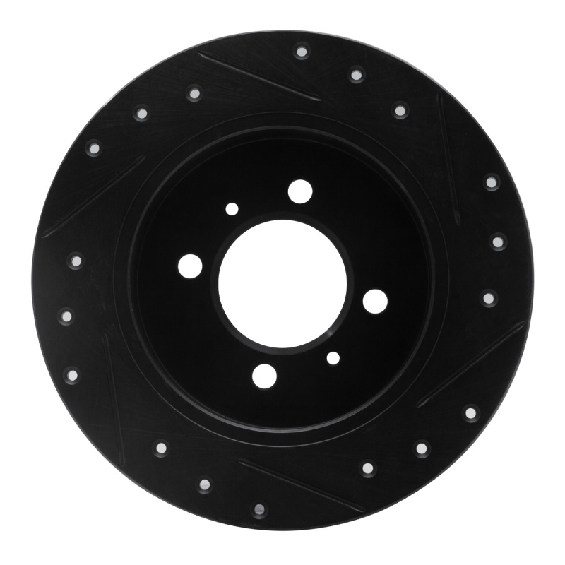 Picture of R1 91-94 Nissan Sentra Rear Left Drilled & Slotted Black Brake Rotor