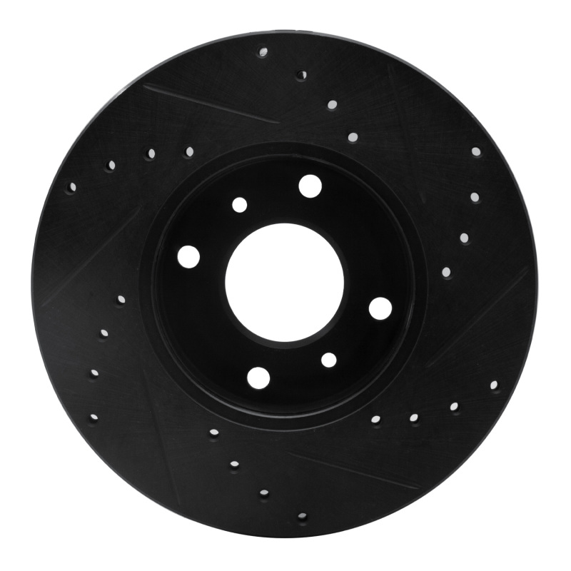 Picture of R1 93-06 Infiniti G20 Front Left Drilled & Slotted Black Brake Rotor