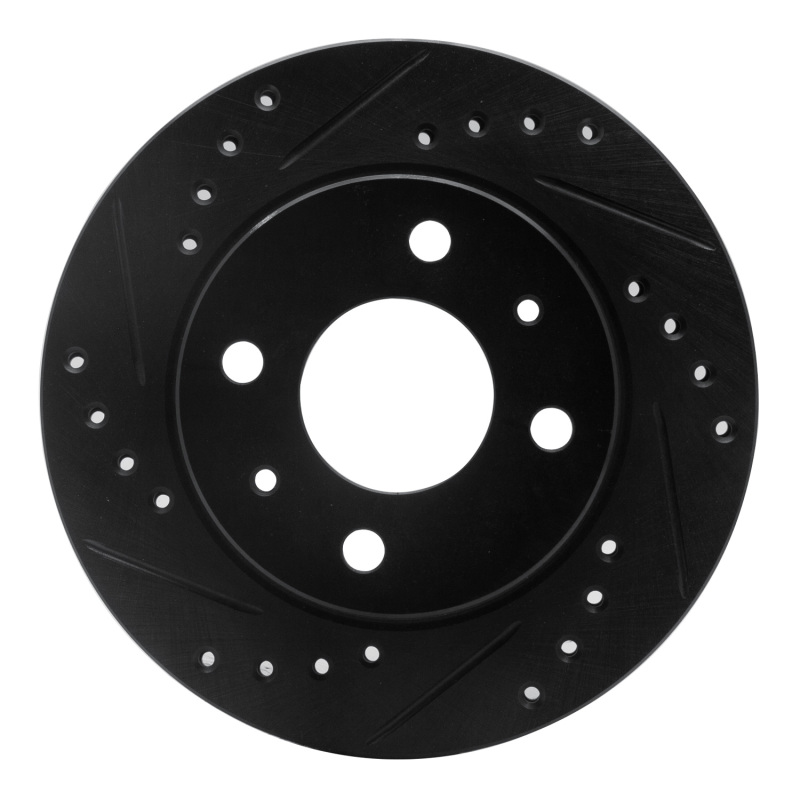 Picture of R1 95-00 Nissan 200SX Front Left Drilled & Slotted Black Brake Rotor