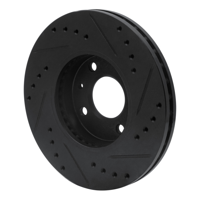 Picture of R1 91-94 Nissan Sentra Front Left Drilled & Slotted Black Brake Rotor