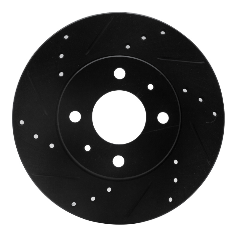 Picture of R1 95-00 Nissan 200SX Front Left Drilled & Slotted Black Brake Rotor