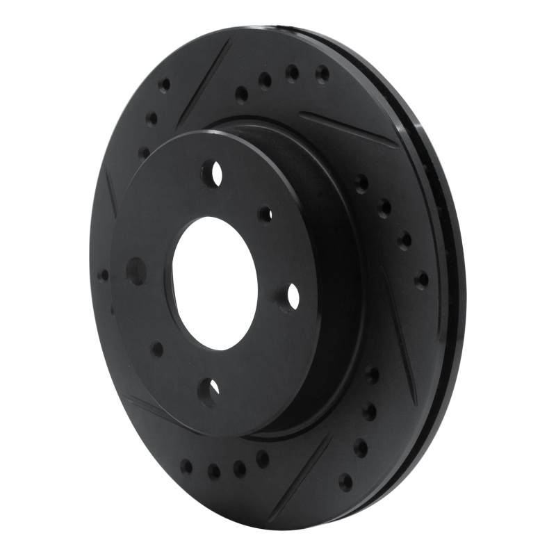 Picture of R1 95-00 Nissan 200SX Front Left Drilled & Slotted Black Brake Rotor