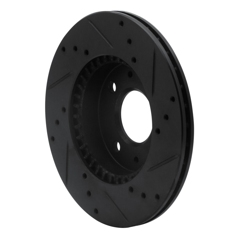 Picture of R1 95-00 Nissan 200SX Front Left Drilled & Slotted Black Brake Rotor