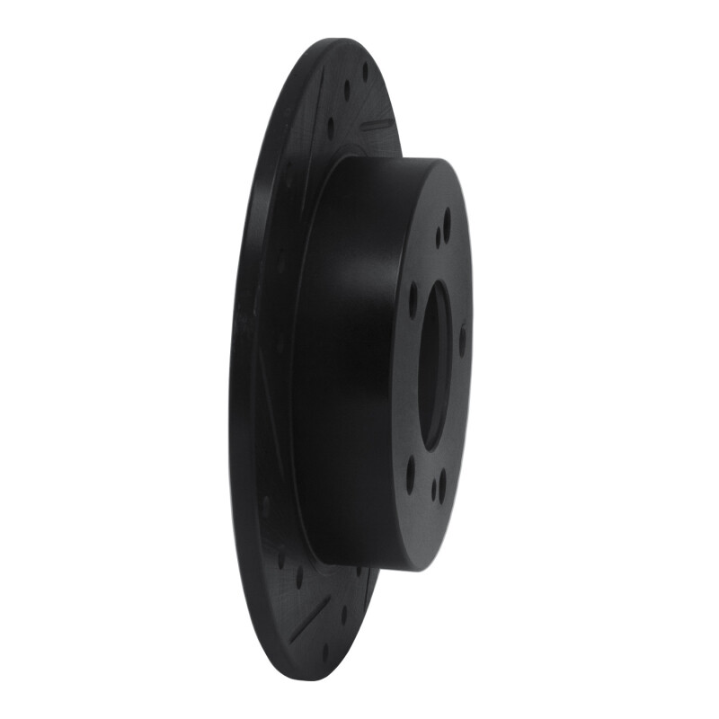 Picture of R1 94-98 Nissan 240SX Rear Left Drilled & Slotted Black Brake Rotor