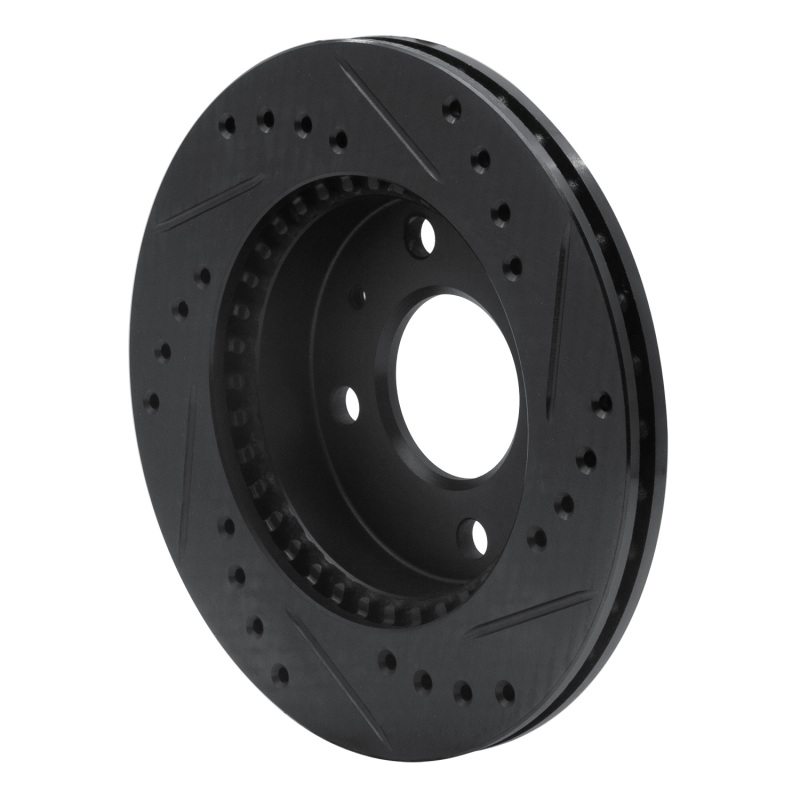 Picture of R1 95-00 Nissan 200SX Front Left Drilled & Slotted Black Brake Rotor