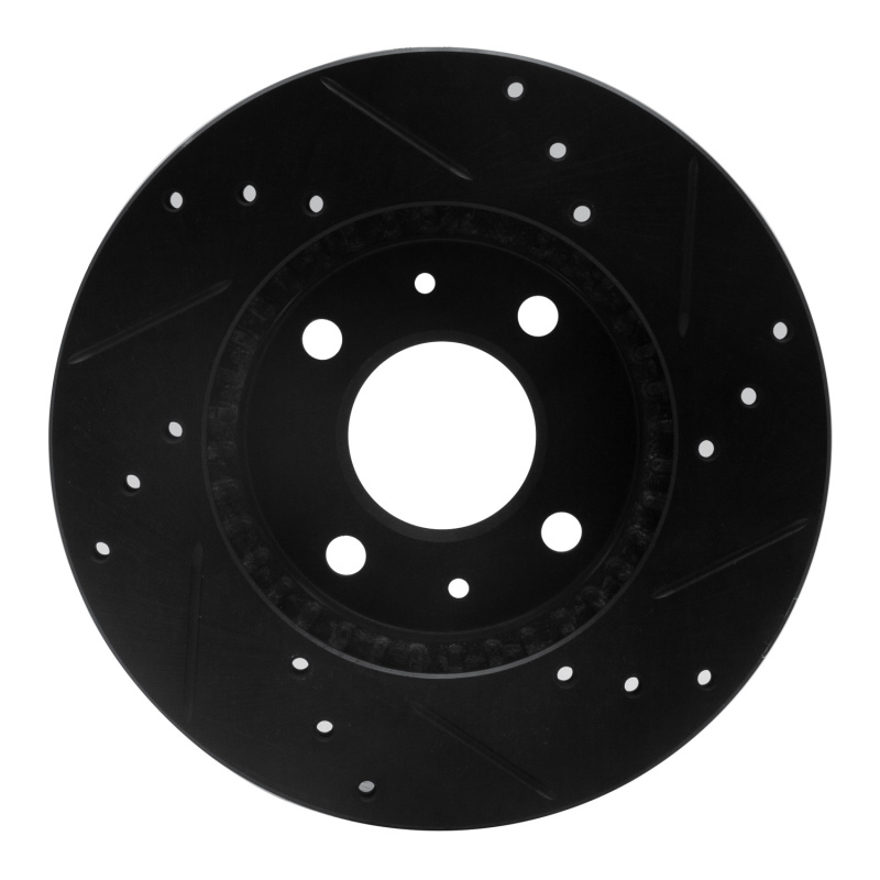 Picture of R1 95-00 Nissan 200SX Front Left Drilled & Slotted Black Brake Rotor