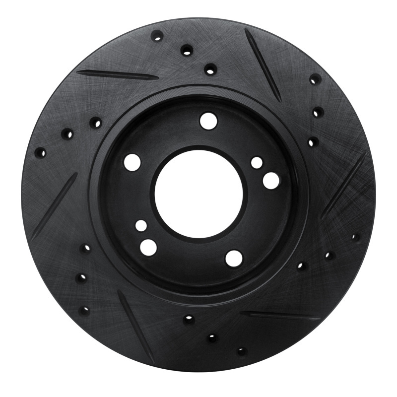 Picture of R1 96-98 Nissan 240SX Front Left Drilled & Slotted Black Brake Rotor