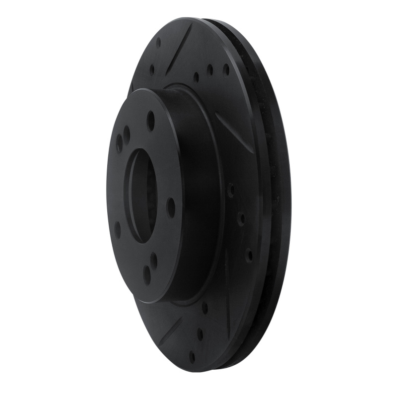 Picture of R1 96-98 Nissan 240SX Front Left Drilled & Slotted Black Brake Rotor