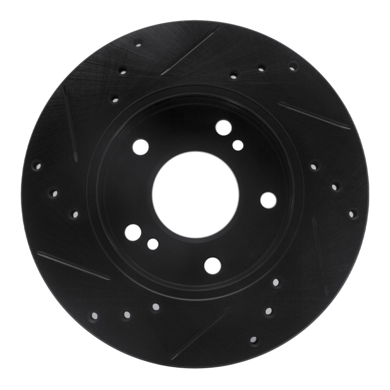 Picture of R1 96-98 Nissan 240SX Front Right Drilled & Slotted Black Brake Rotor