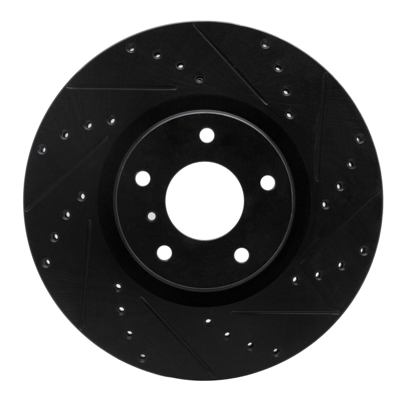 Picture of R1 03-23 Infiniti FX35 Front Right Drilled & Slotted Black Brake Rotor