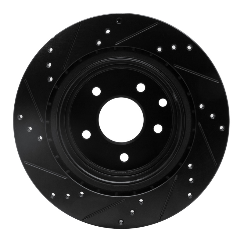 Picture of R1 05-25 Infiniti EX37 Rear Right Drilled & Slotted Black Brake Rotor
