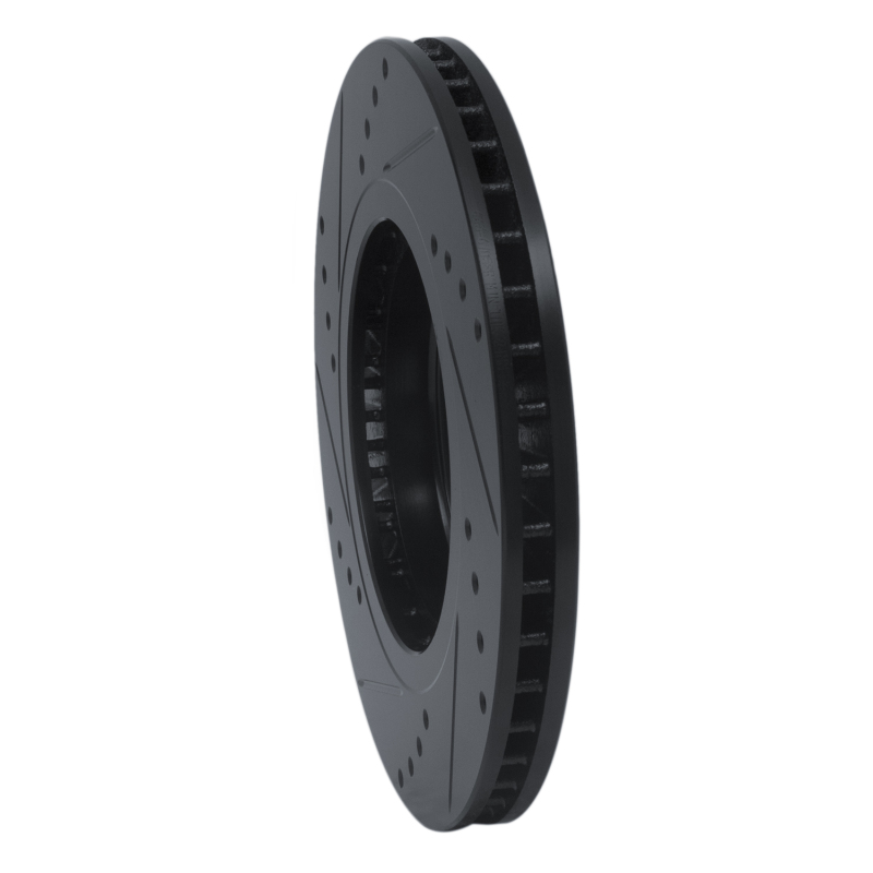 Picture of R1 07-15 Nissan Rogue Front Right Drilled & Slotted Black Brake Rotor
