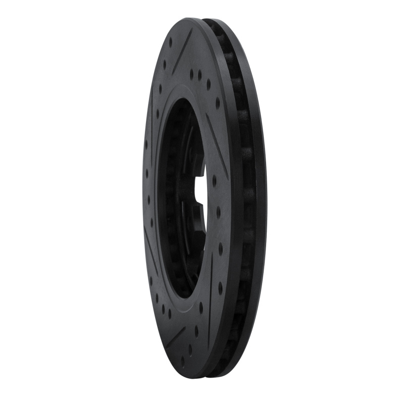 Picture of R1 82-85 Nissan 720 Datsun Front Right Drilled & Slotted Black Brake Rotor