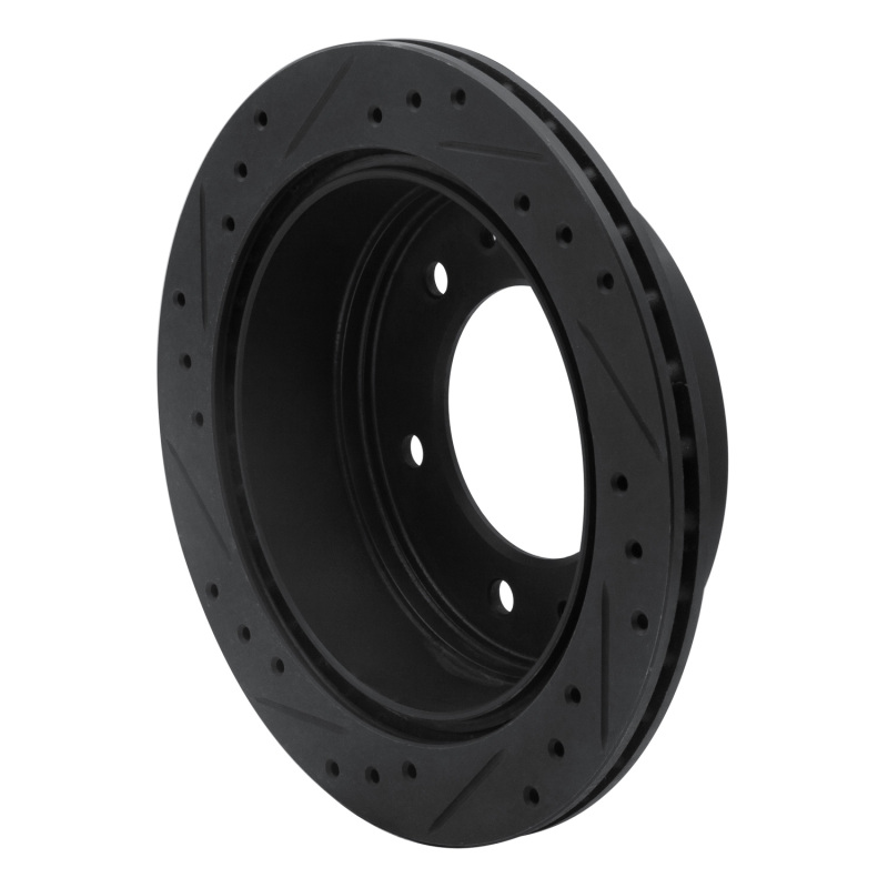 Picture of R1 88-95 Nissan Pathfinder Rear Left Drilled & Slotted Black Brake Rotor