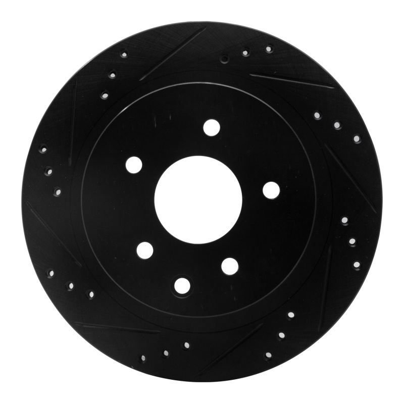 Picture of R1 02-25 Infiniti G35 Rear Left Drilled & Slotted Black Brake Rotor