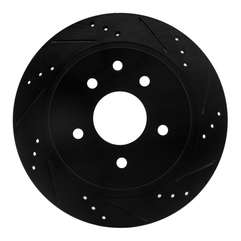 Picture of R1 02-25 Infiniti G35 Rear Right Drilled & Slotted Black Brake Rotor