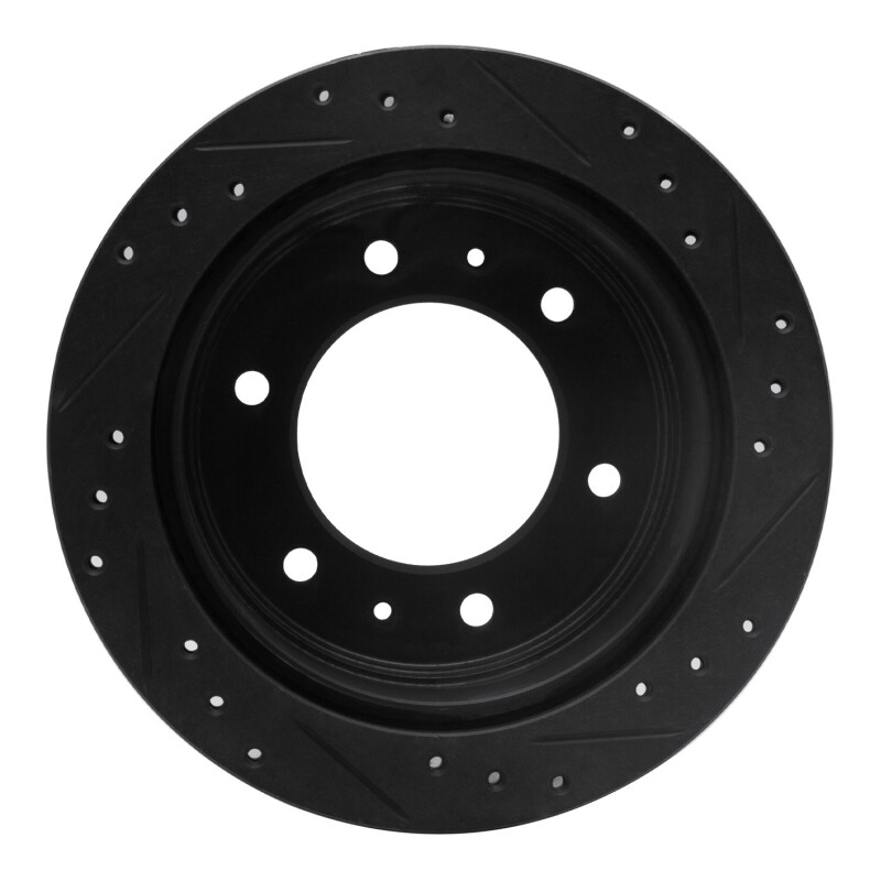 Picture of R1 88-95 Nissan Pathfinder Rear Right Drilled & Slotted Black Brake Rotor
