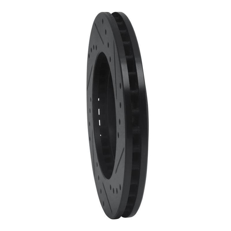 Picture of R1 98-15 Nissan Frontier Front Left Drilled & Slotted Black Brake Rotor