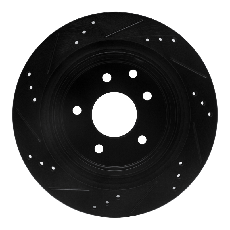 Picture of R1 02-25 Infiniti G35 Rear Right Drilled & Slotted Black Brake Rotor