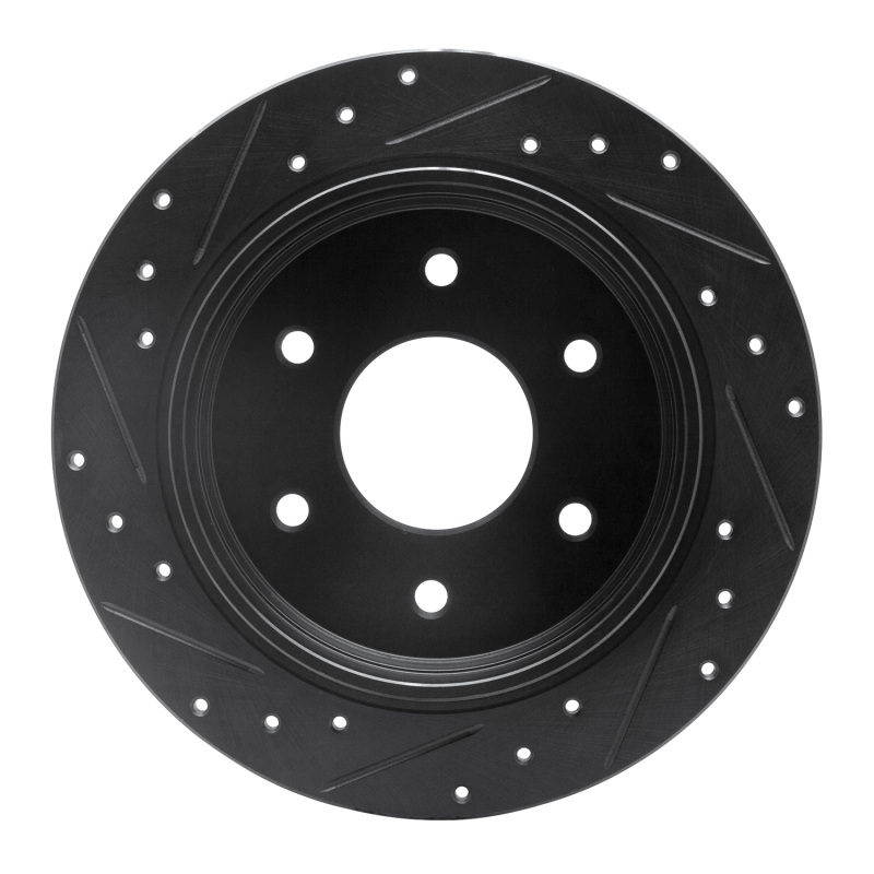 Picture of R1 04-15 Infiniti QX56 Rear Right Drilled & Slotted Black Brake Rotor