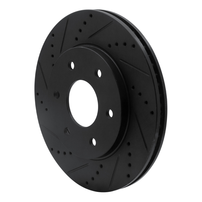 Picture of R1 04-05 Infiniti QX56 Front Left Drilled & Slotted Black Brake Rotor