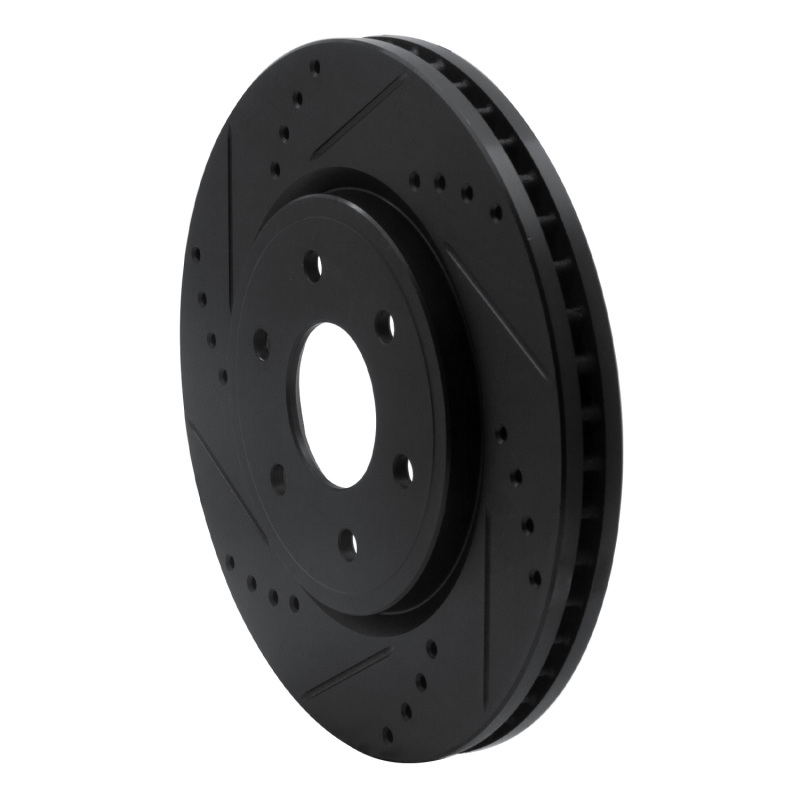Picture of R1 05-25 Nissan Pathfinder Front Left Drilled & Slotted Black Brake Rotor