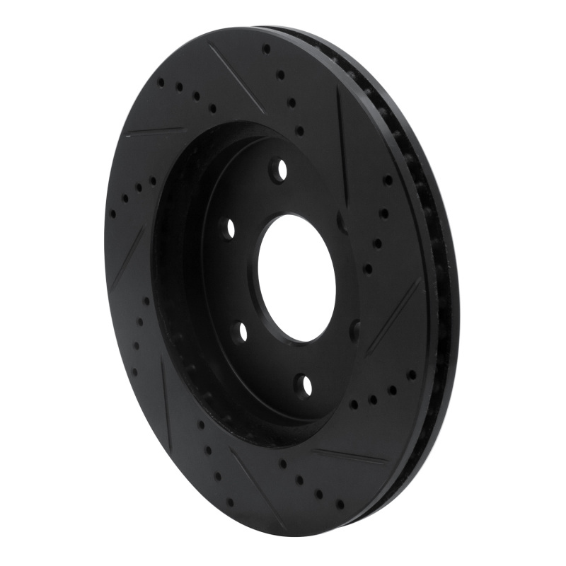 Picture of R1 04-05 Infiniti QX56 Front Left Drilled & Slotted Black Brake Rotor