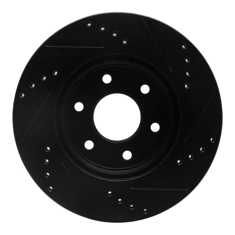 Picture of R1 05-25 Nissan Pathfinder Front Left Drilled & Slotted Black Brake Rotor